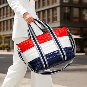 Think Rolyn Quilted Tricolor Travel Tote Bag